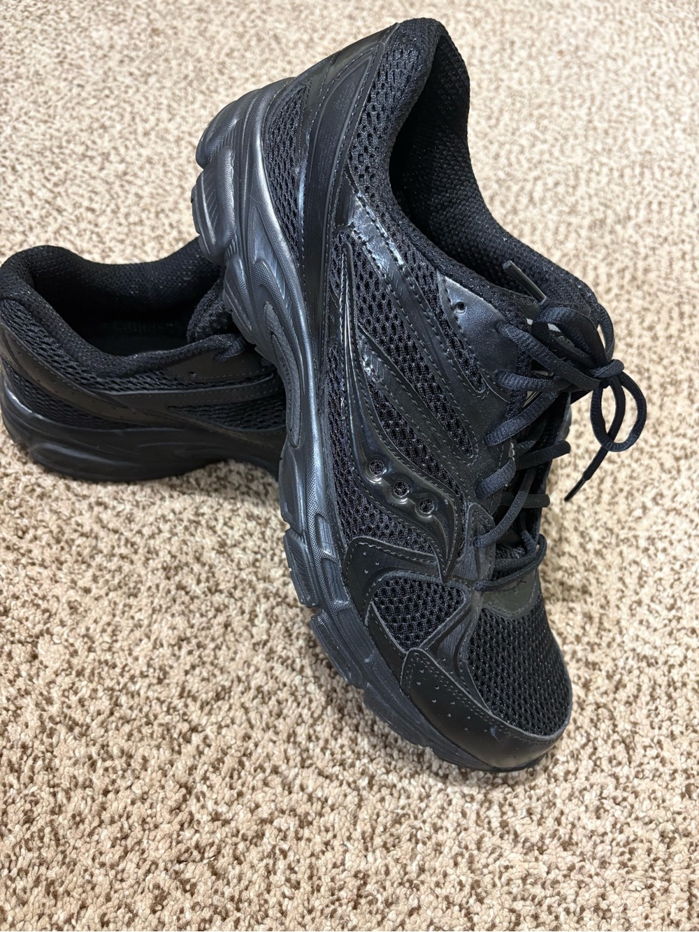 Saucony Men's All-Black Mesh Athletic Sneakers